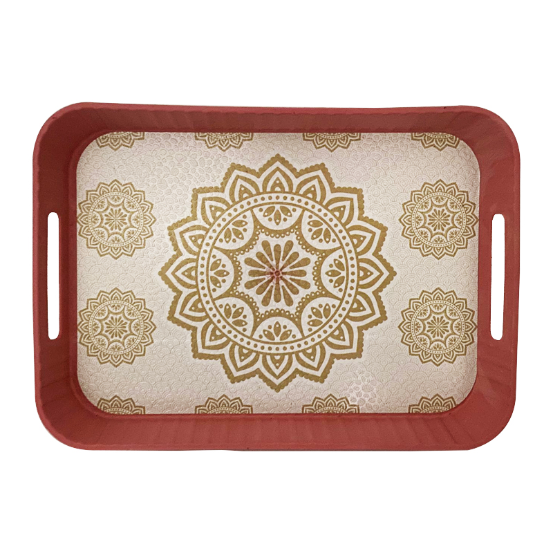 PETIT PLATEAU DECO MIX:MENTHE-ROSE 28 X20 CM