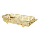 PLATEAU DECO RECTANGULAIRE METAL MODELE OR 26X13X6 CM - MIX 3 DESIGNS