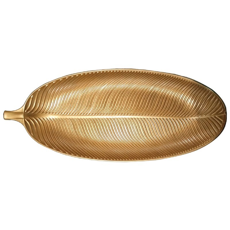 PLATEAU DECO OR FEUILLE 40 X 16.5 CM