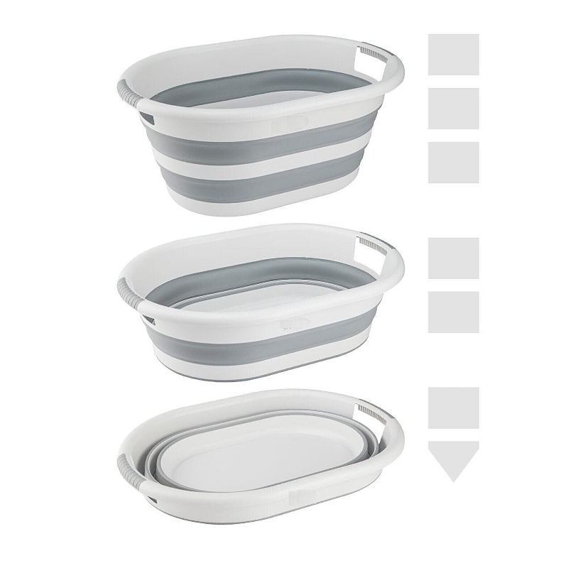 PANIER A LINGE RETRACTABLE 38 LITRES COULEUR GRIS/BLANC