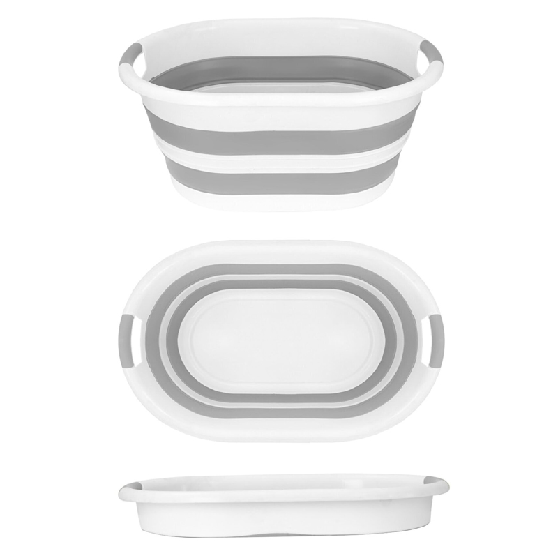 PANIER A LINGE RETRACTABLE 38 LITRES COULEUR GRIS/BLANC