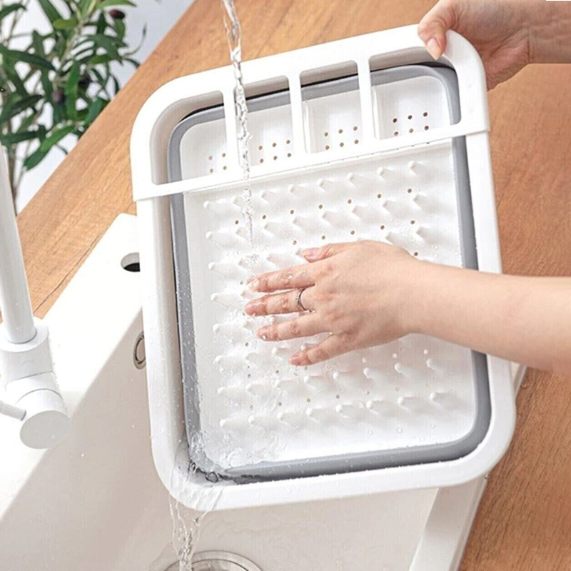 EGOUTTOIR VAISSELLE RETRACTABLE 36X31X12 CM COULEUR GRIS BLANC