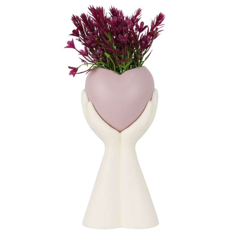 POT FLEUR DECO CŒUR 25X9X4 CM MIX BLEU/ROSE/BEIGE/BORDEAU