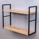 ETAGERE MURALE 2 NIVEAUX METAL/BOIS 47X16X35 CM 