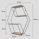 ETAGERE MURALE 4 POSITIONS METAL/BOIS 51X12X60 CM 