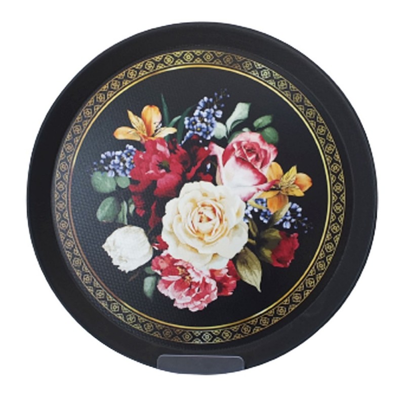 PLATEAU DECO ROND DIAMETRE 36 CM MIX BLANC/NOIR