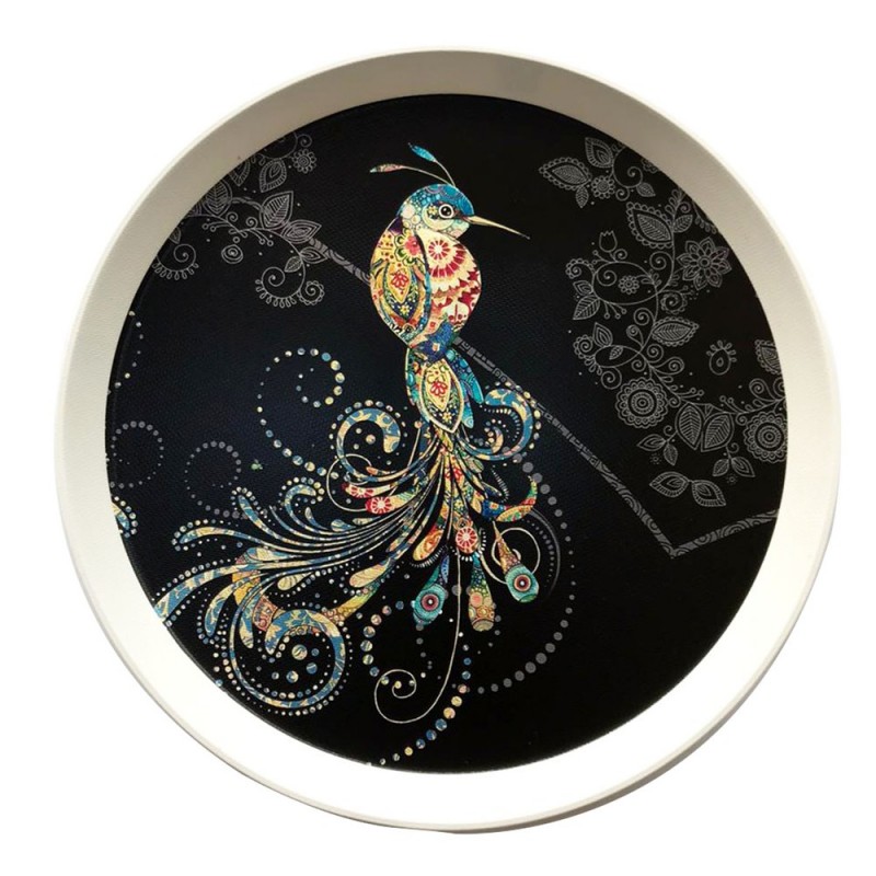 PLATEAU DECO ROND DIAMETRE 36 CM MIX BLANC/NOIR
