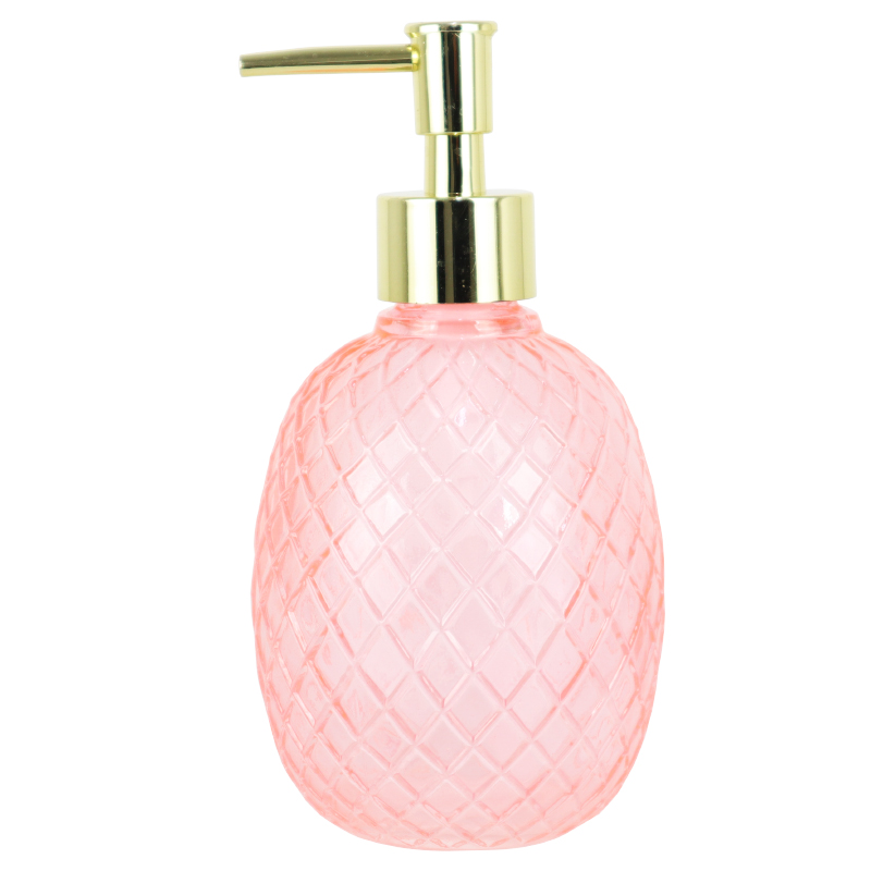 DISPENSEUR SAVON LIQUIDE VERRE 17X7 CM MIX GRIS/ROSE/BLEU