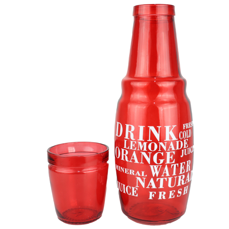 SET BOUTEILLE AVEC VERRE 1000 CC MIX ROSE/ROUGE/BLEU