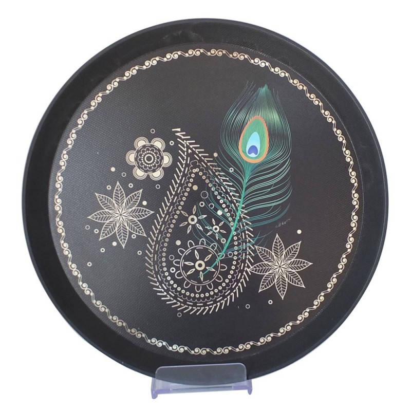 PLATEAU DECO ROND DIAMETRE 36 CM MIX BLANC/NOIR