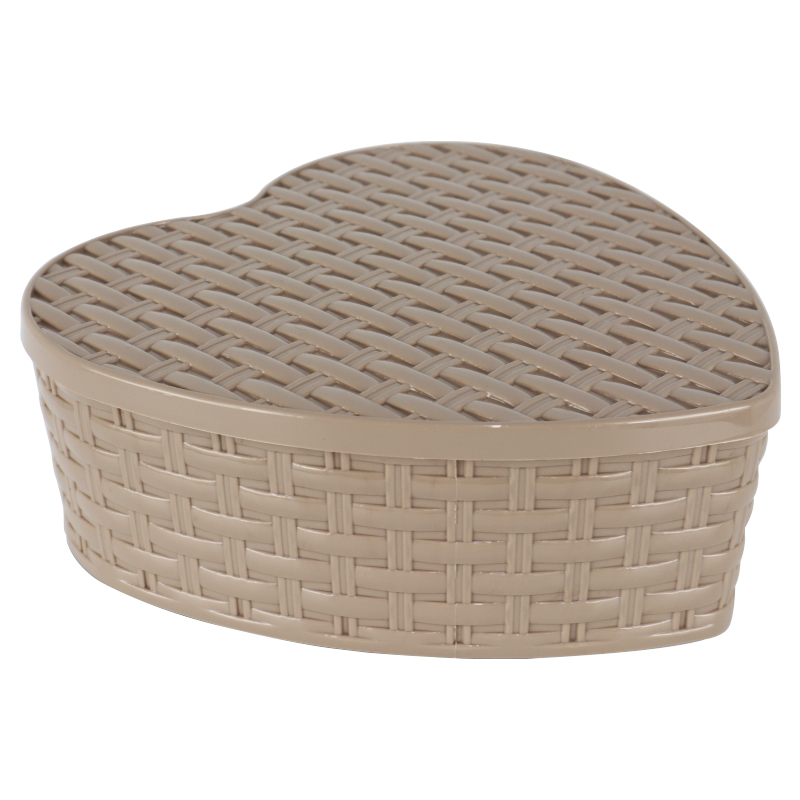 BOITE RANGEMENT PLASTIQUE CŒUR 23X23X8 CM MIX GRIS/BLANC/ROSE/MARRON