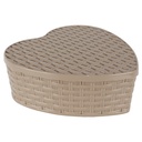 BOITE RANGEMENT PLASTIQUE CŒUR 23X23X8 CM MIX GRIS/BLANC/ROSE/MARRON
