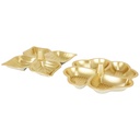 BOL APERITIF PLASTIQUE 4 COMPARTIMENTS MIX 2 DESIGNS (15X15X4 CM / 17X17X4 CM) MODELE OR