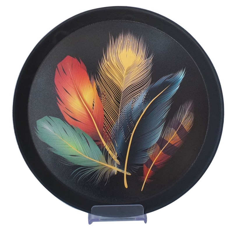 PLATEAU DECO ROND DIAMETRE 36 CM MIX BLANC/NOIR