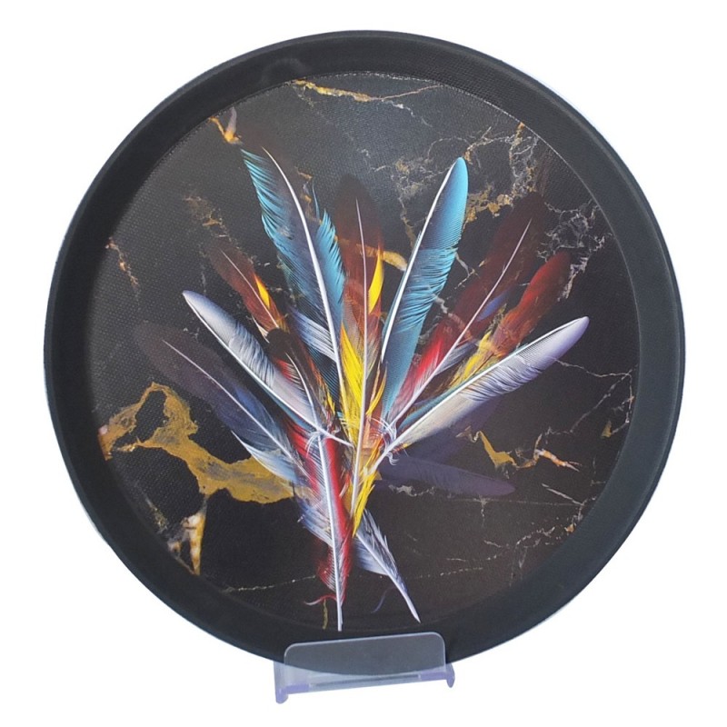 PLATEAU DECO ROND DIAMETRE 36 CM MIX BLANC/NOIR