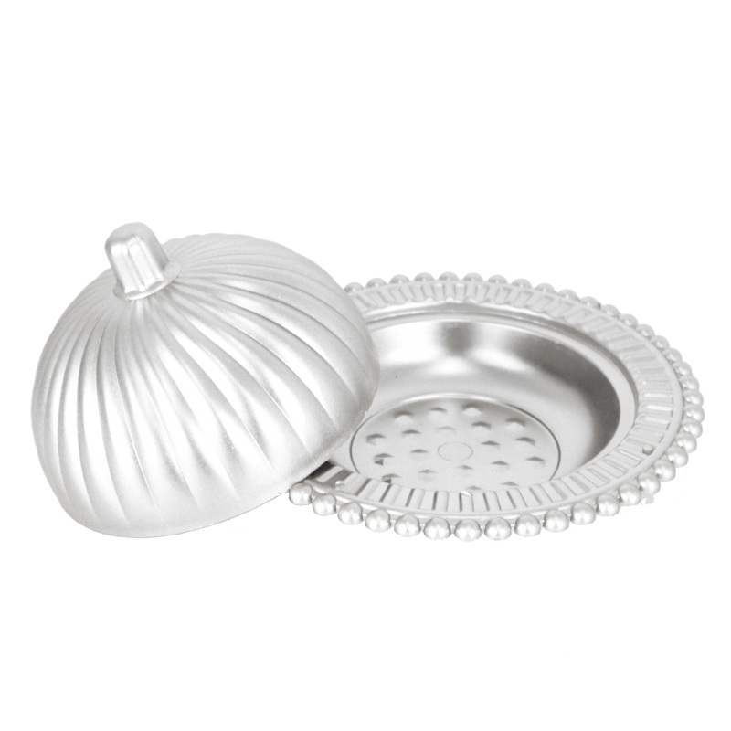 POT DECO PLASTIQUE AVEC COUVERCLE 16X10 CM MODELE ARGENT