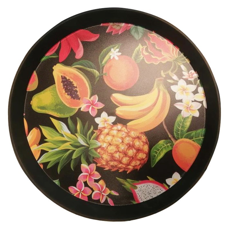 PLATEAU DECO ROND DIAMETRE 36 CM MIX BLANC/NOIR