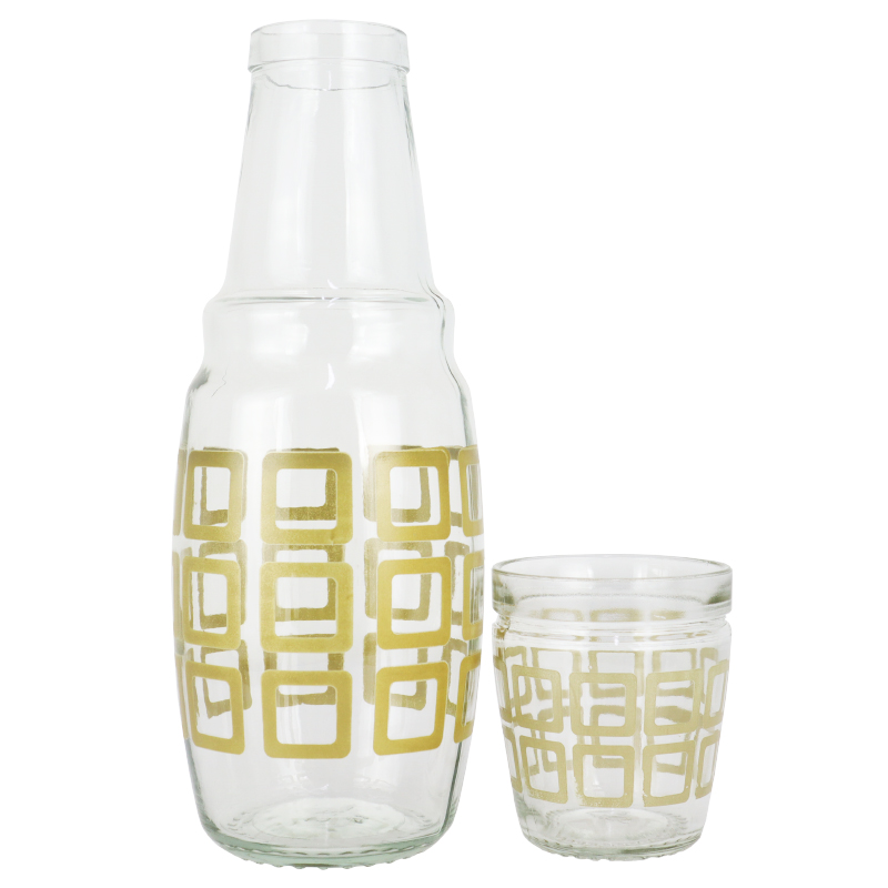 SET BOUTEILLE AVEC VERRE 1000 CC MODELE OR 
