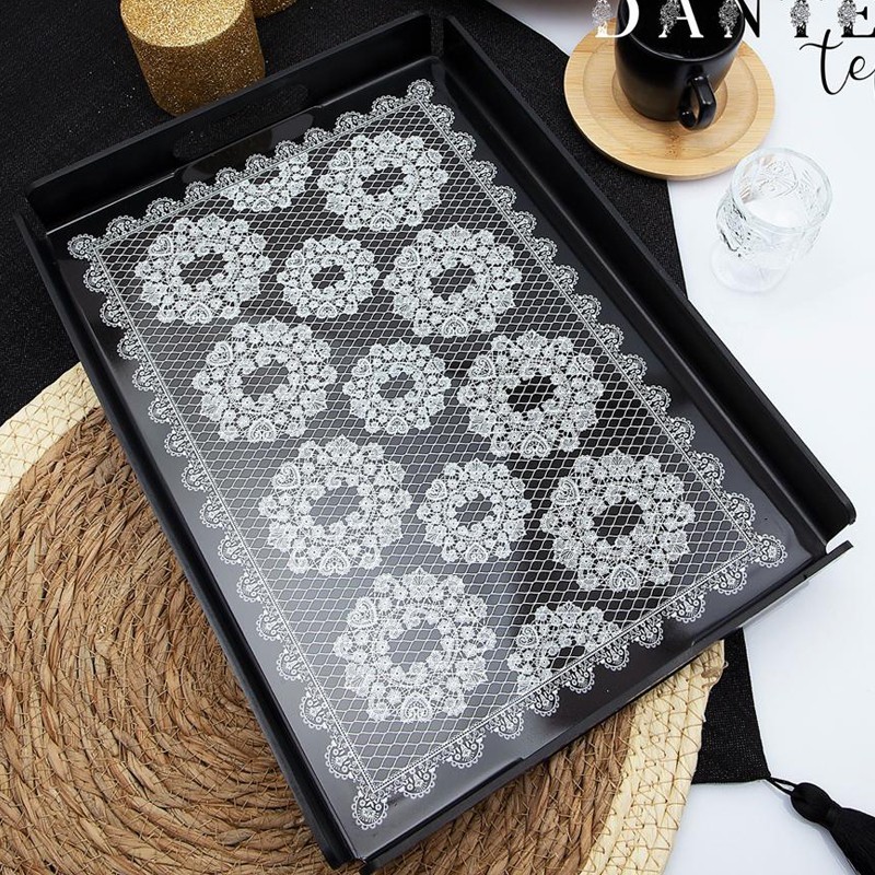 PLATEAU DECO 25*35 CM MIX BLANC/NOIR
