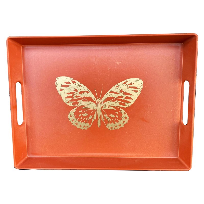 PLATEAU DECO 22*29 CM MIX ORANGE/VERT