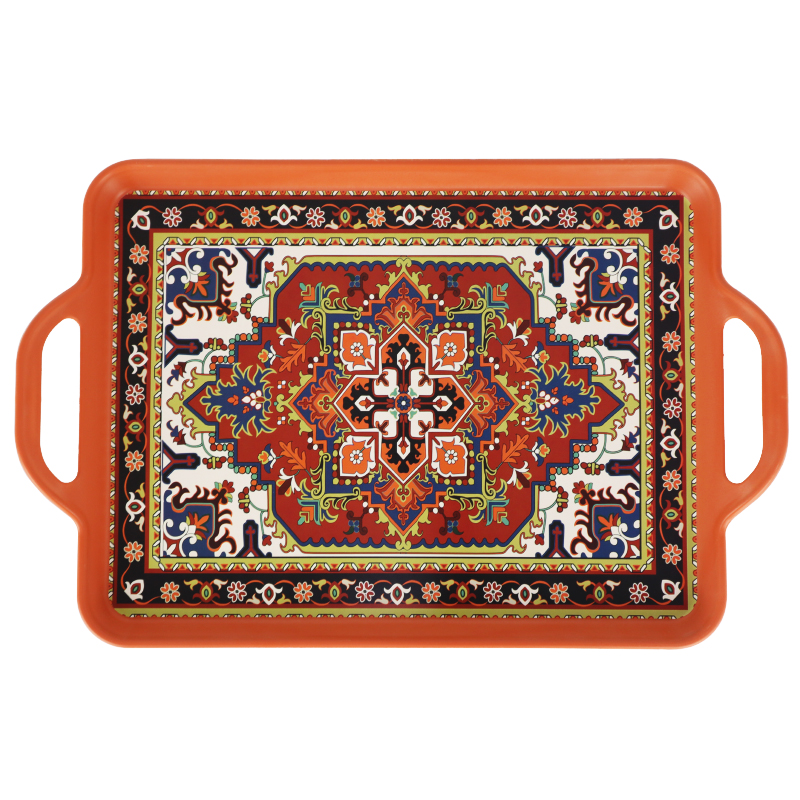 PLATEAU DECO PLASTIQUE GRAND FORMAT 39X26 CM MIX ORANGE/VERT/JAUNE/ROUGE