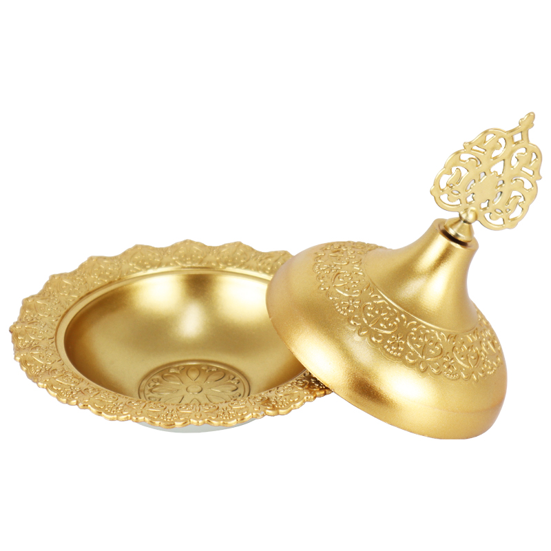 BOITE A SUCRE/BONBONS PLASTIQUE 14X8 CM MODELE OR 