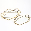 SET 2 PLATEAUX DECO METAL 34X30 &amp; 28X21 CM MODELE OR 