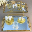 SET 2 PLATEAUX DECO METAL 32X22 &amp; 28X17 CM MODELE OR 