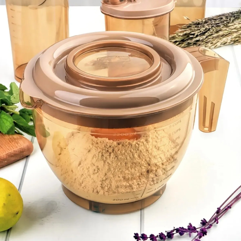 BOL A MIXER AVEC COUVERCLE 2.5 LITRES COULEUR MIEL