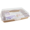 BOITE A GATEAU 44X32X9 CM MIX ORANGE/ROSE/BEIGE