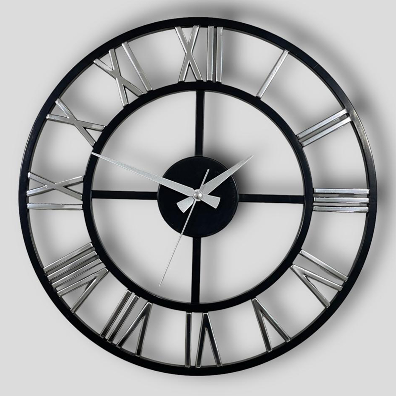 HORLOGE MURALE DECO 40 CM METAL MIX OR/ARGENT