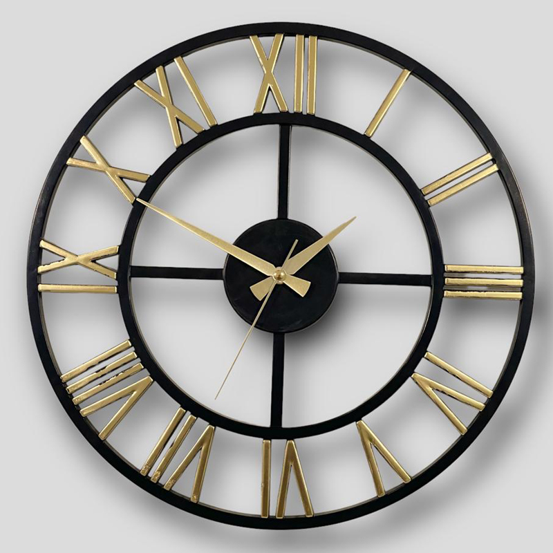 HORLOGE MURALE DECO 40 CM METAL MIX OR/ARGENT