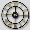 HORLOGE MURALE DECO 40 CM METAL MIX OR/ARGENT
