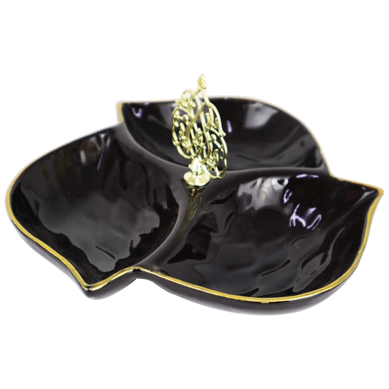 PLAT CERAMIQUE 3 COMPARTIMENTS 17X17X7 CM MIX BLANC/NOIR