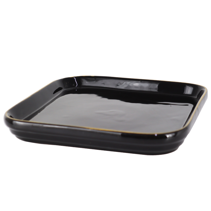 PLAT CERAMIQUE 19 X 19 X 2,5 CM  MIX BLANC/NOIR