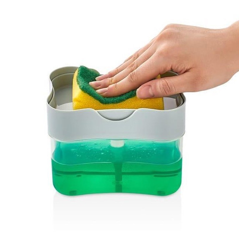 BOITE LIQUIDE VAISSELLE PRATIQUE AVEC EPONGE - 11 X 14 X 9 CM