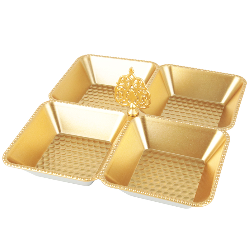 PLATEAU APERITIF 4 COMPARTIMENTS 20X20X7 CM MODLEE OR 