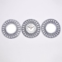 SET 3 PIECES HORLOGE + MIROIRS OR/ARGENT 3X25 CM