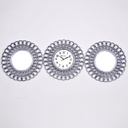 SET 3 PIECES HORLOGE + MIROIRS OR/ARGENT 3X30 CM