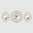 HORLOGE MURALE 3PCS DÉCO AVEC MIROIR-35X86CM BLANC/OR
