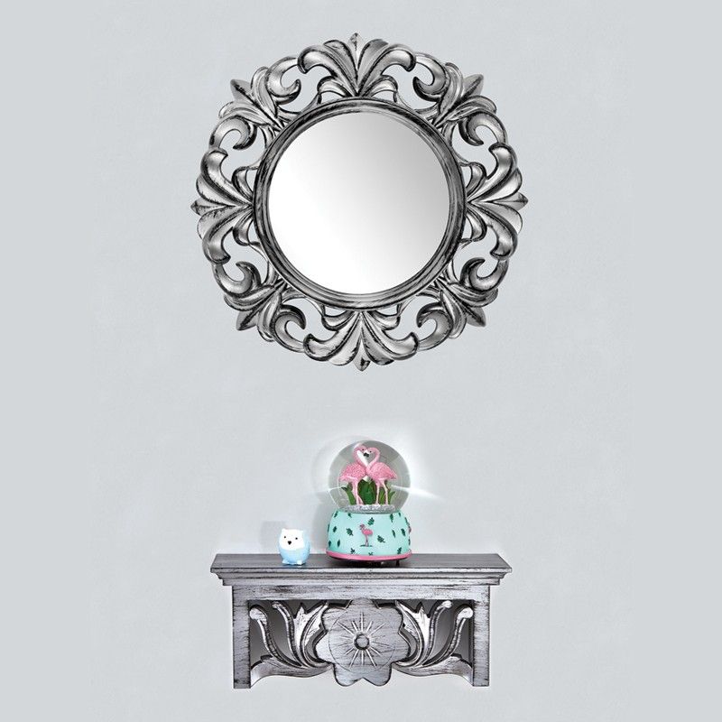 MIROIR MURAL 38X53CM ARGENT/BEIGE