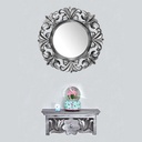 MIROIR MURAL 38X53CM ARGENT/BEIGE