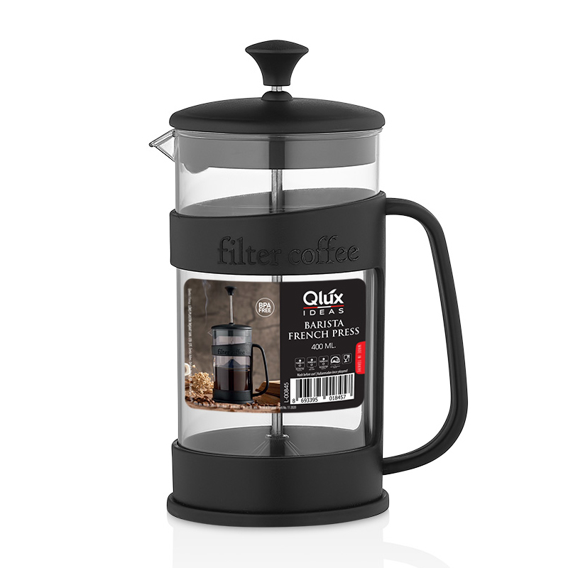 CAFETIERE BARISTA 400 ML VERRE MIX BLANC/ROUGE/NOIR