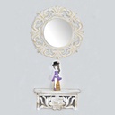 MIROIR MURAL 38X53CM ARGENT/BEIGE