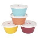 MINI BOL AVEC COUVERCLE PLASTIQUE 330 CC MIX JAUNE/BLEU/ORANGE/VIOLET