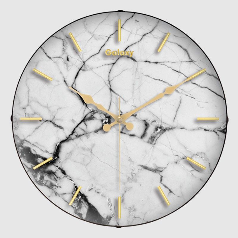 HORLOGE MURALE 35 CM COULEURS MIX:BLANC-NOIR-MARBRE
