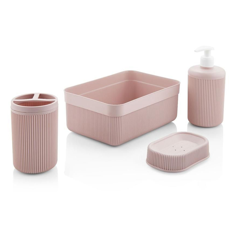 SET 4 PCS SALLE DE BAIN COULEURS MIX:BEIGE-ROSE-GRIS-CAFE