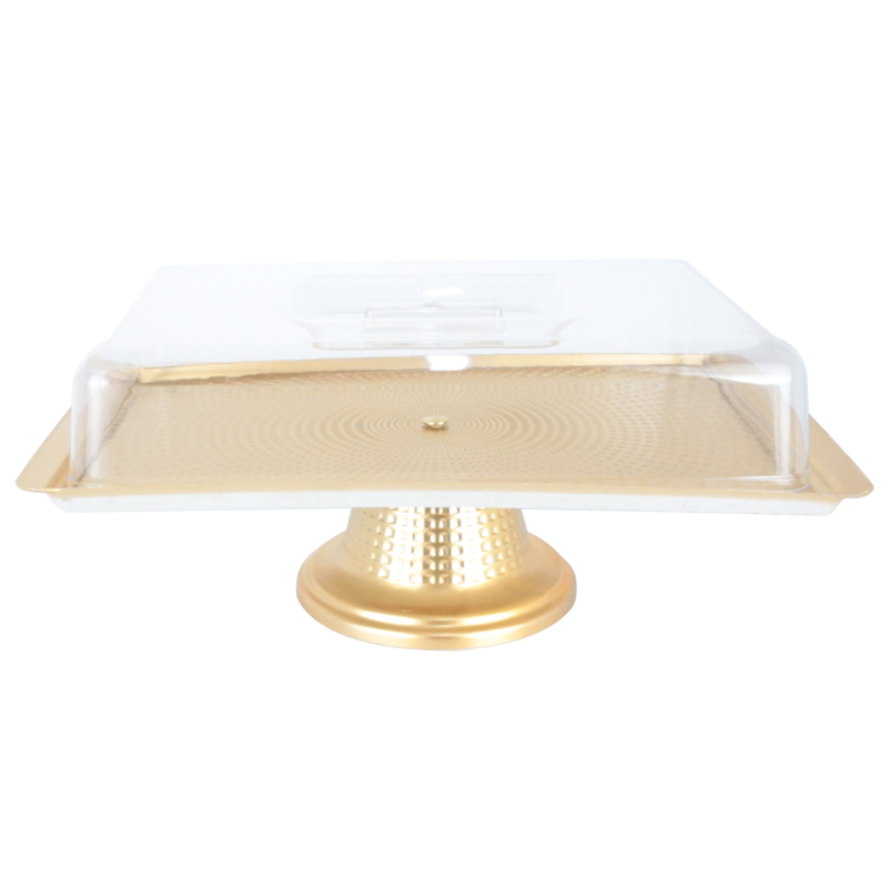 BOITE A GATEAU PLASTIQUE AVEC PIED MODELE OR - 34 * 21 * 15 cm