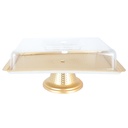 BOITE A GATEAU PLASTIQUE AVEC PIED MODELE OR - 34 * 21 * 15 cm