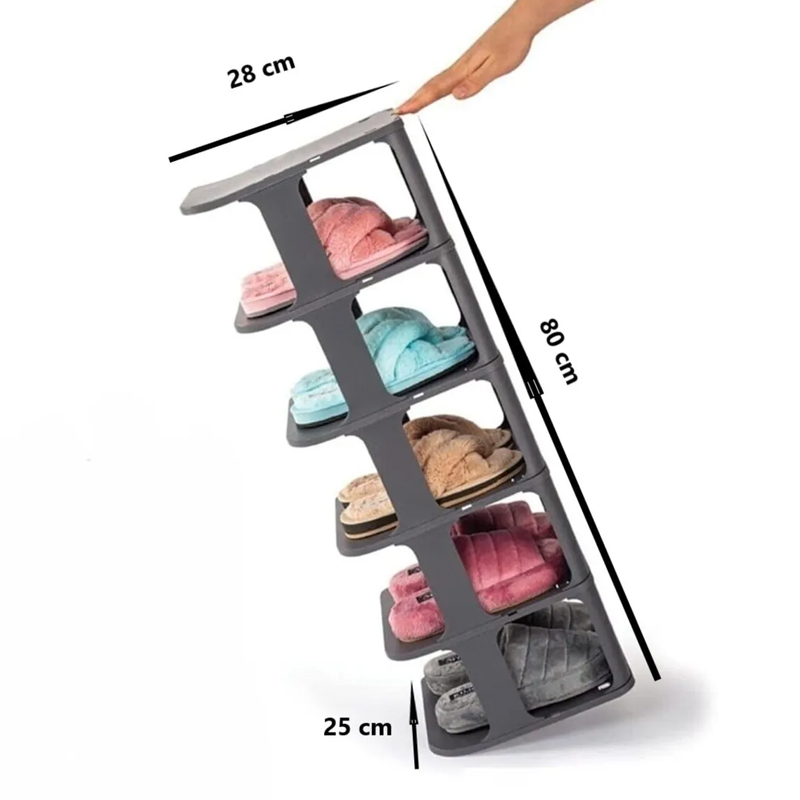 RANGE CHAUSSURES 5 NIVEAUX 28*25*80 CM (MIXE NOIR-GRIS)